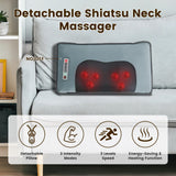 Flannel Full Body Massage Mat Heat Massage Pad with Detachable Shiatsu Neck Massager Multifunctional Massage Chair Pad with Carry Bag Earplugs Anti-Slip Bottom for Office Home Mom Ideal Gift