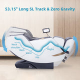 4D Massage Chair, Full Body Shiatsu Recliner with Electric Extendable Footrest, Zero Gravity, SL Track (Space White) MassaMAX