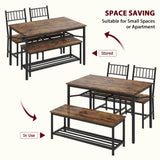 Garvee Dining Table Set for 4 with Bench and Chairs, 4-Piece Kitchen Table Set with Storage