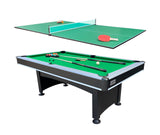 RACK Scorpius 7-Foot Multi-Game Pool Table (Green Felt with Black Body) - Full-Size Billiards with Table Tennis Top