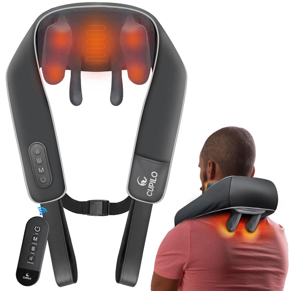 Neck Massager with Heat - 6D Deep Tissue Kneading Massage with Wireless Remote Control CuPiLo