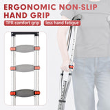 Muyege.Duan Aluminum Underarm Crutches for Adults & Seniors, Adjustable Height 38.2-61.8 in (16 Levels), Lightweight 2.0 lb Each, 300 lb per Pair, Non-Slip Tips, Tool-Free Setup, Push-Pin Locking
