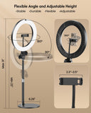Desk Ring Light with Stand for Computer, Desk Light for Video Recording