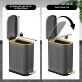 KSSKSS 2.6 Gallon Slim Bathroom Trash Can with Soft Close Lid, 10L Stainless Steel Garbage Can with Removable Liner Bucket, for Narrow Spaces, Bathroom, Bedroom (Gray)