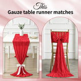 6 Pack Red Cheesecloth Table Runner 17x108 Inch 9FT Semi Sheer Boho Gauze Table Runners for Wedding Baby Shower Birthday Party Home Bridal Shower Event Decor