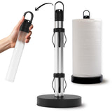 Stainless Steel Paper Towel Holder with Spray Pump – One-Handed Tear, Smart Traction System, 5 oz Sprayer Bottle, Heavy Duty Suction Cups, Weighted Base, Kitchen Towel Dispenser for Countertop Use