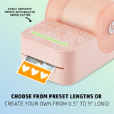Instant Color Label & Smartphone Photo Printer - Portable - Personalize Prints 2” x .5”- 9” - Pink HP