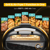 Candy Indoor Grill & Air Fryer with Ceramic Accessories, 500°F Max, 7-IN-1 Digital Display, 5.2 QT Electric Low Smoke, 1500W