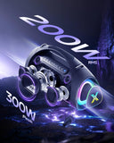 YEAHBOX Sonic Boom Max K, 200W RMS / 300W Peak Bluetooth Speaker, TriFonic Pro True 3-Way HiFi, PulseBass X Oval Woofer, (Dual Wireless Mics + Remote Reverb), Smart App EQ