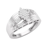 Dazzlingrock Collection Round Lab Grown White Diamond Slipt Shank Marquise Shape Wedding Engagement Ring for Her (0.26 ctw, Color H-I, Clarity SI2) in 925 Sterling Silver Size 4