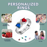 Oseew Mothers rings with 2 birthstones 10k gold mothers ring 2 birthstones real white gold personalized mothers ring 10k gold Mother daughter Ring 10k Gold