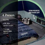 Coleman Skydome Tent with LED Lights & 5-Minute Setup, Weatherproof 4-Person Tent with Overhead Lighting, Made of PFAS-Free Materials