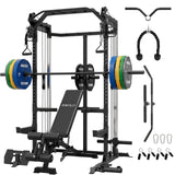 Mikolo Power Cage, 2000LB Power Rack with Independent Dual Pulley System, Multi-Function Home Gym Workout Machine for Cable Crossover (260LBS, Black)
