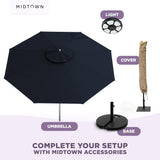 Midtown Umbrellas Push & Pop 10 Ft Patio Umbrellas with Push & Pop Mechanism, 8 Fiberglass Ribs & Sunbrella Fabric – Outdoor Umbrella for Deck, Pool, Cafés and Hotels – Canvas Navy Canopy, Silver Pole