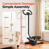 SPORTSROYALS Twist Stepper/Mini Stepper,Steppers for Exercise at Home,Stair Stepper with Resistance Bands for Full Body Workout, 660lbs Weight Capacity