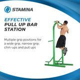 Stamina Pull Up Bar Tower & Dip Station, Free Standing Outdoor Home Gym Equipment, Green Stamina