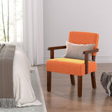 FAGAGA Accent Chair, Mid-Century Armchair with Solid Wood Frame, Orange