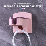 QruiLanTu Hair Dryer Holder Wall Mounted Self Adhesive with Cord Organizer Hands Free Hair Dryer Holder for Bathroom Countertop Blow Dryer Organizer(White)