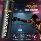 xffzroom Punching Bag for Adults, 4ft PU Leather 6 in 1 Heavy Boxing Bag Set, Punching Bag with 12oz Boxing Gloves, Hand Wraps, Hanging Bag for MMA Karate Kickboxing Muay Thai Boxing Home - Unfilled xffzroom