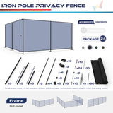 Windscreen4less Outdoor Privacy Fence Screen, 6'x12' Freestanding Privacy Fencing Set with Iron Poles and Ground Spikes