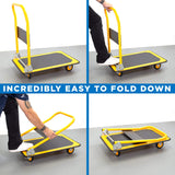 Mount-It! Heavy Duty Folding Hand Truck Dolly Platform Truck, 660 lb Flatbed Cart with Wheels