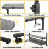 32" Height Adjustable Standing Desk with Power Outlets - Manual Rolling Stand Up Desk with Wheels Small Portable Computer Desk