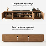 NessCarsti 86.61" Fluted TV Stand, Mid-Century Modern Wooden Media Console