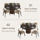 VAFON 51.18" Sintered Stone Dining Table, Round Kitchen Table for 4-6