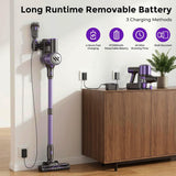 MBTTODF Cordless Vacuum Cleaner,Vacuum Cleaner for Home with Brushless Motor,Lightweight Stick Vacuum with Self-Standing and Touch Screen,Hardwood Floor Vacuum for Pet Hair,Carpets,Tile(Dark Purple)