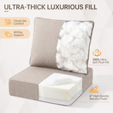 Outdoor Furniture Cushions, 6 inch Thick Seat Cushions for Outdoor Furniture, Waterproof 22x24 Patio Couch Cushions, Replacement Chair/Sofa Cushion, Include 3 Back & 3 Seat Cushion, Thick/Beige