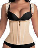 Waist Trainer for Women for Daily Wear, Faja Body Shaper Corset with Zipper and Adjustable Shoulder Straps, Faja Colombians,  3XL Apricot