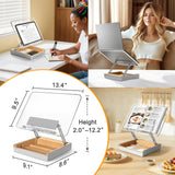 HUMANCOZY Book Stand with Storage, Book Holder for Reading Hands Free
