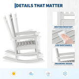 HDPE Rocking Chair Outdoor Set of 4 with 2 Side Table, High Back Rocker