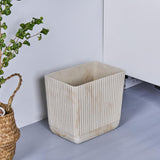 Ribbed Natural Travertine Striped Textures Small Bathroom Trash Can 2.5 Gallon(9 Liter), Resin Heavy Sturdy Kitchen Garbage Can,Living Room Bedroom Trash Can, Decorative Wastebasket for Home, Office