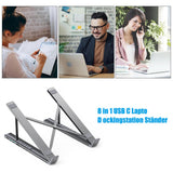 Laptop Stand with Docking Station 8 In 1 Ventilated Cooling Tablet Stand
