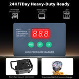 2025 Upgraded 100bar 2.3GPM Commercial Electric Pressure Washer–PM Inverter 3HP Motor,Horizontal Triplex Pump,Power Washer with 65dB Quiet,with 7 Nozzles (0°/15°/25°/40°/Soap/Turbo) for Cars/Driveway