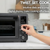 VAL CUCINA Non-Toxic Enamel Interior Air Fryer Toaster Oven Combo, 26.3 QT Countertop Convection Oven 10-in-1, Infrared Heating, Fits 12” Pizza & 6-Slice Toast, Easy Clean Enamel Baking Pan Included