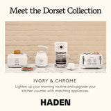 Haden Dorset 1.7 Liter Stainless Steel Electric Kettle, Hot Water Kettle with 360-Degree Base and Auto Shutoff, Ivory & Chrome