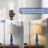 QiMH Farmhouse Table Lamp Set of 2, Rustic Table Lamps for Living Room, Vintage Nightstand Lamp with Rotary Switch, Beside Lamps for Bedroom, Traditional Table Lamps with Linen Shade, Blue
