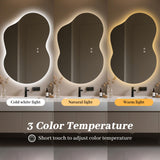 WallBeyond 36"x24" Irregular LED Bathroom Mirror with Lights, Asymmetrical Backlit Vanity Mirror for Powder Room or Makeup Area, Dimmable & Anti-Fog, Dual Mounting