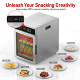 Food Dehydrator with 10 Stainless Steel Trays, 800W Commercial Dehydrator with 194℉ Temperature Control & 24H Digital Timer, Low Noise, 4 Presets, for Jerky, Herbs, Yogurt, Dog Treats