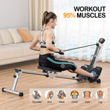 Rowing Machine for Home Use, LUBBYGIM Rowing Machine Foldable Rower with LCD Monitor - Hyper-Quiet & Smooth - 2024 Upgraded Version with 300LBS Loading Capacity LUBBYGIM