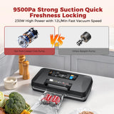 Vacuum Sealer Machine with 95KPa Suction – Full Automatic Commercial Grade Sealer for Wet/Dry Food, Built-in Cutter, Complete Kit with 1 Roll & 10 Bags – 230W Double Seal Strip