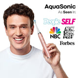 Aquasonic Vibe Series PRO – Ultra-Whitening Electric Toothbrush – 5 Modes & Smart Timers – UV Sanitizing Base – ADA Accepted (Satin Rose Gold)