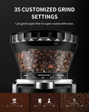 KIDISLE Conical Burr Coffee Grinder, Electric Coffee Bean Grinder for Precise Grinding, 35 Settings, 2–12 Cup Selector, Anti-Static Design for Home Use, Black
