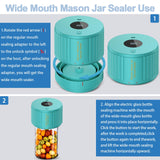 LOVE MOMENT Electric Mason Jar Vacuum Sealer Kit for Wide Mouth and Regular Mouth Mason Jar - Green