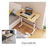 C-Shaped Bedside Laptop Desk with Adjustable Height, Mobile Rolling Table with Castors, Overbed Desk for Home Office, Reading, and Coffee(Sandalwood)