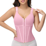 SHAPSHE Waist Trainer Corset for Women Tummy Control Sport Workout Body Shaper Vest for Postpartum Gym Zipper and Hooks Pink S