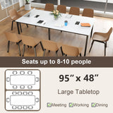 Tangkula 8 FT Conference Table, 95" x 48" Rectangle Office Computer Desk with Heavy-Duty Metal Frame
