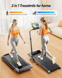Acezoe Walking Pad with 12% Incline & Height-Adjustable Handlebar, 5-in-1 Foldable Treadmill for Home & Office, Portable Under Desk Treadmill with LED Display & App Control